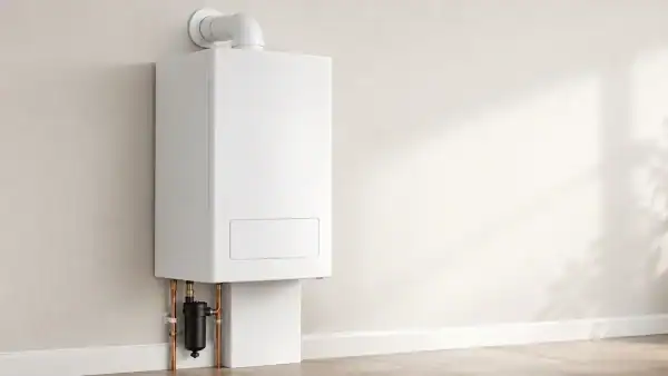 A Gas Safe registered engineer handing over documents for the best boiler warranty on a new combi boiler installation.